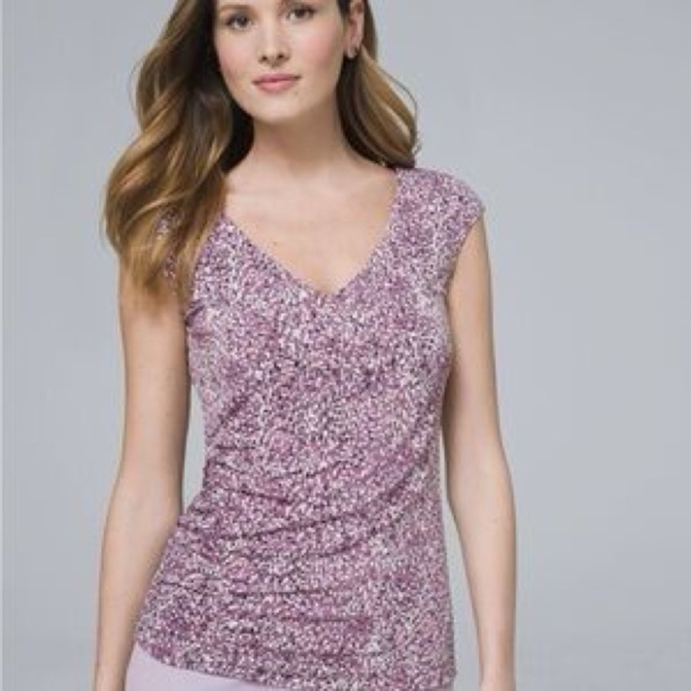 White House Black Market Lavender Patterned Tank Top